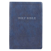 Blue Faux Leather Large Print Thinline King James Version Bible with Thumb Index