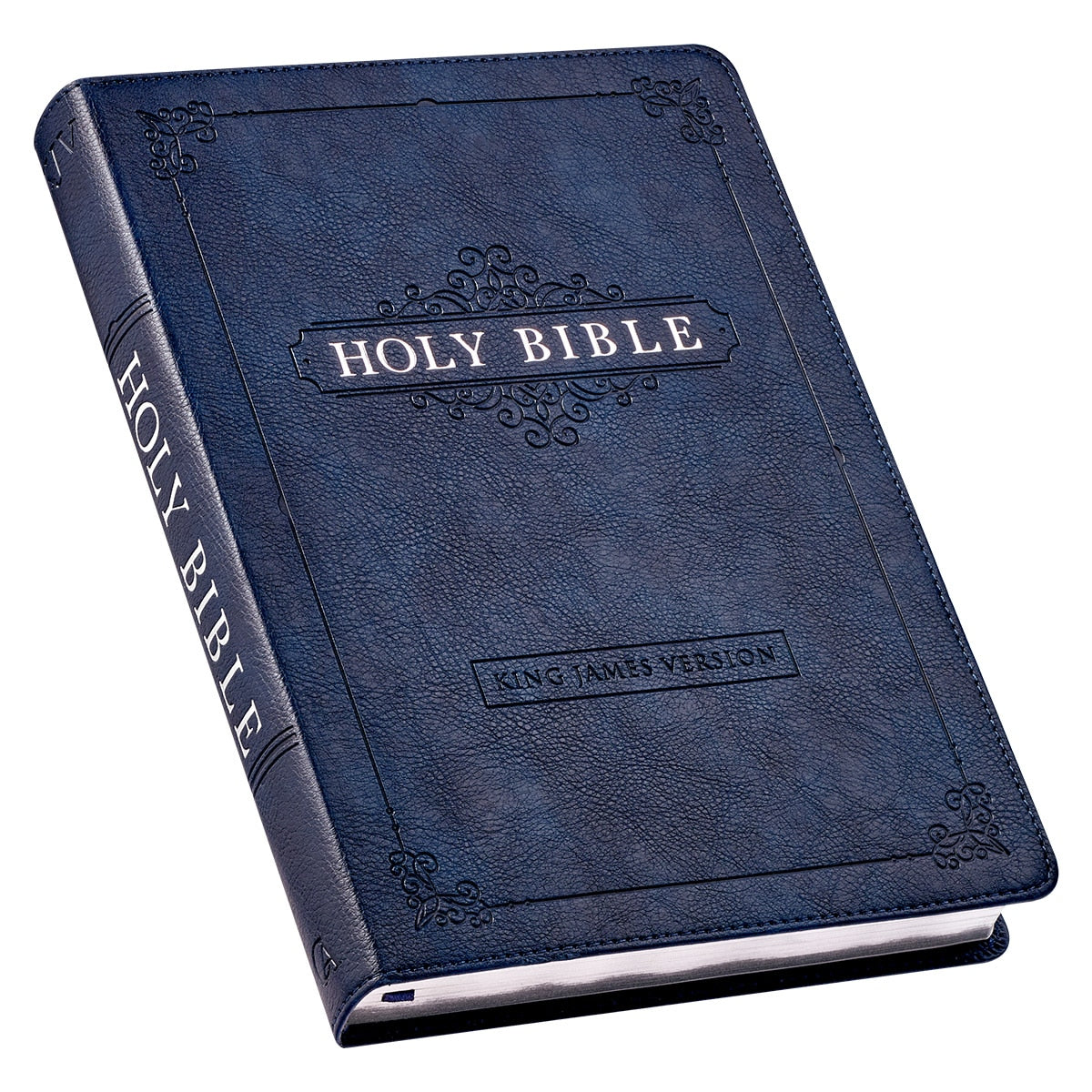 Blue Faux Leather Large Print Thinline King James Version Bible with Thumb Index