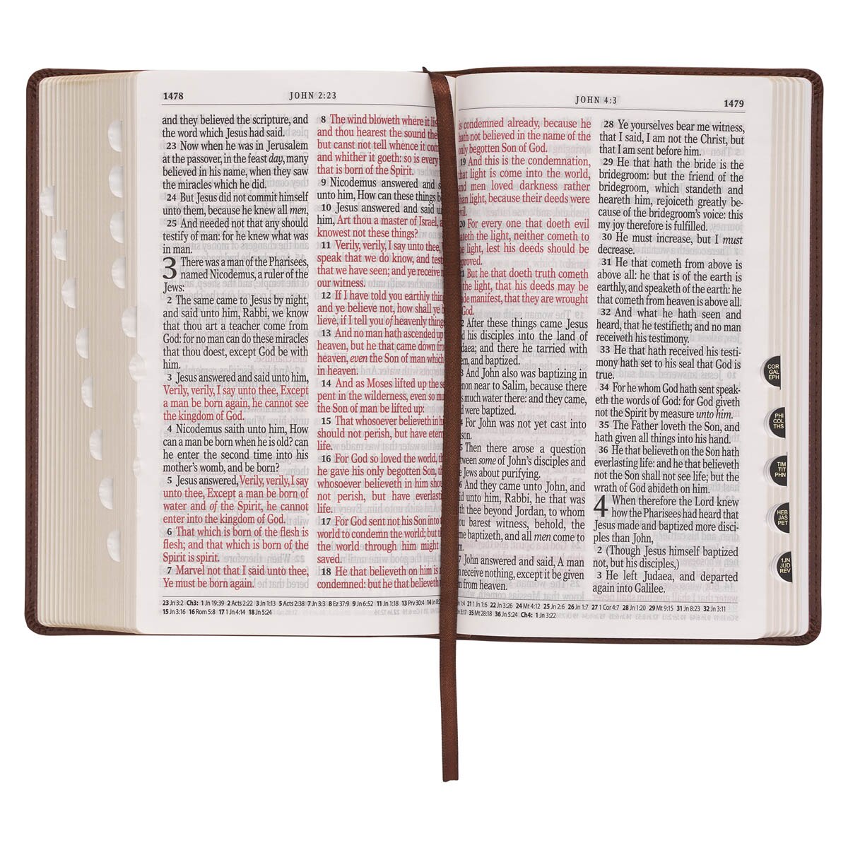 Medium Brown Ivy Faux Leather Giant Print Standard-size Bible with Thumb Index