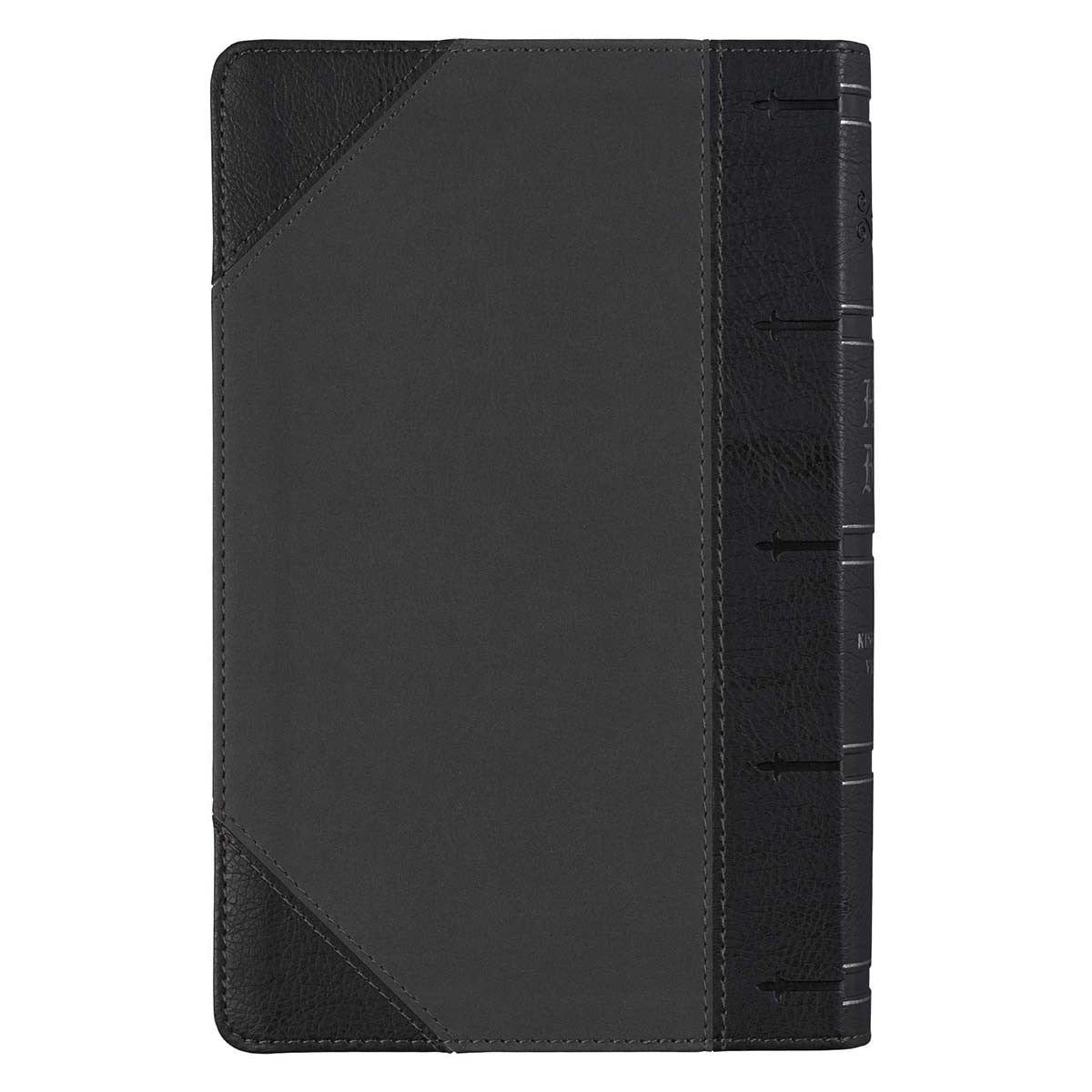 Black and Gray Two-tone Faux Leather Giant Print Standard-size Bible with Thumb Index