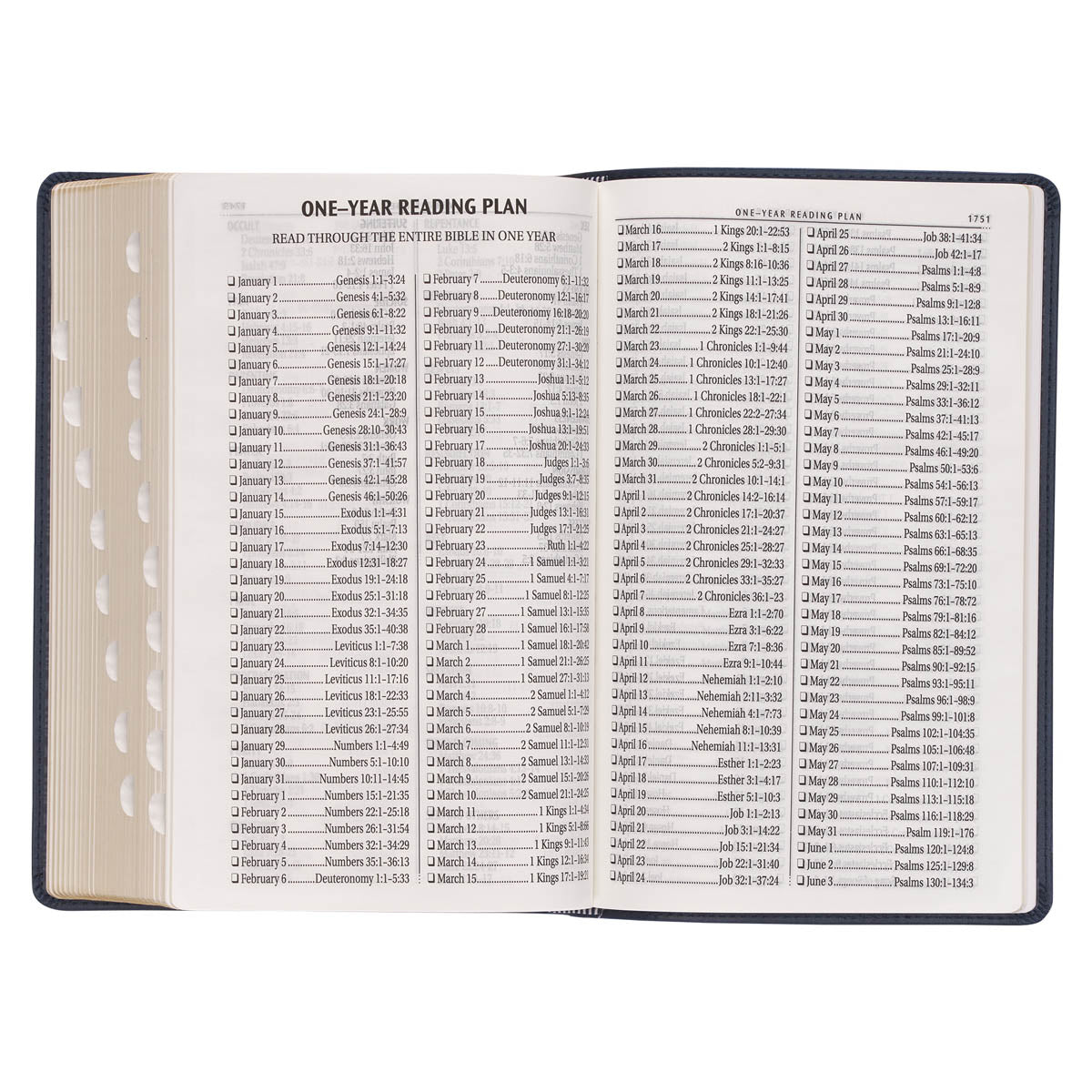Dark Blue Faux Leather Giant Print Standard-size King James Version Bible with Thumb Index