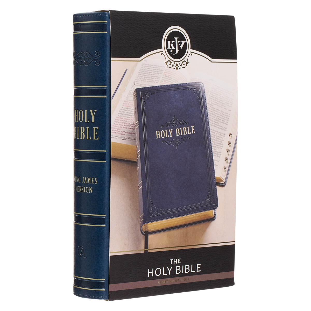 Dark Blue Faux Leather Giant Print Standard-size King James Version Bible with Thumb Index