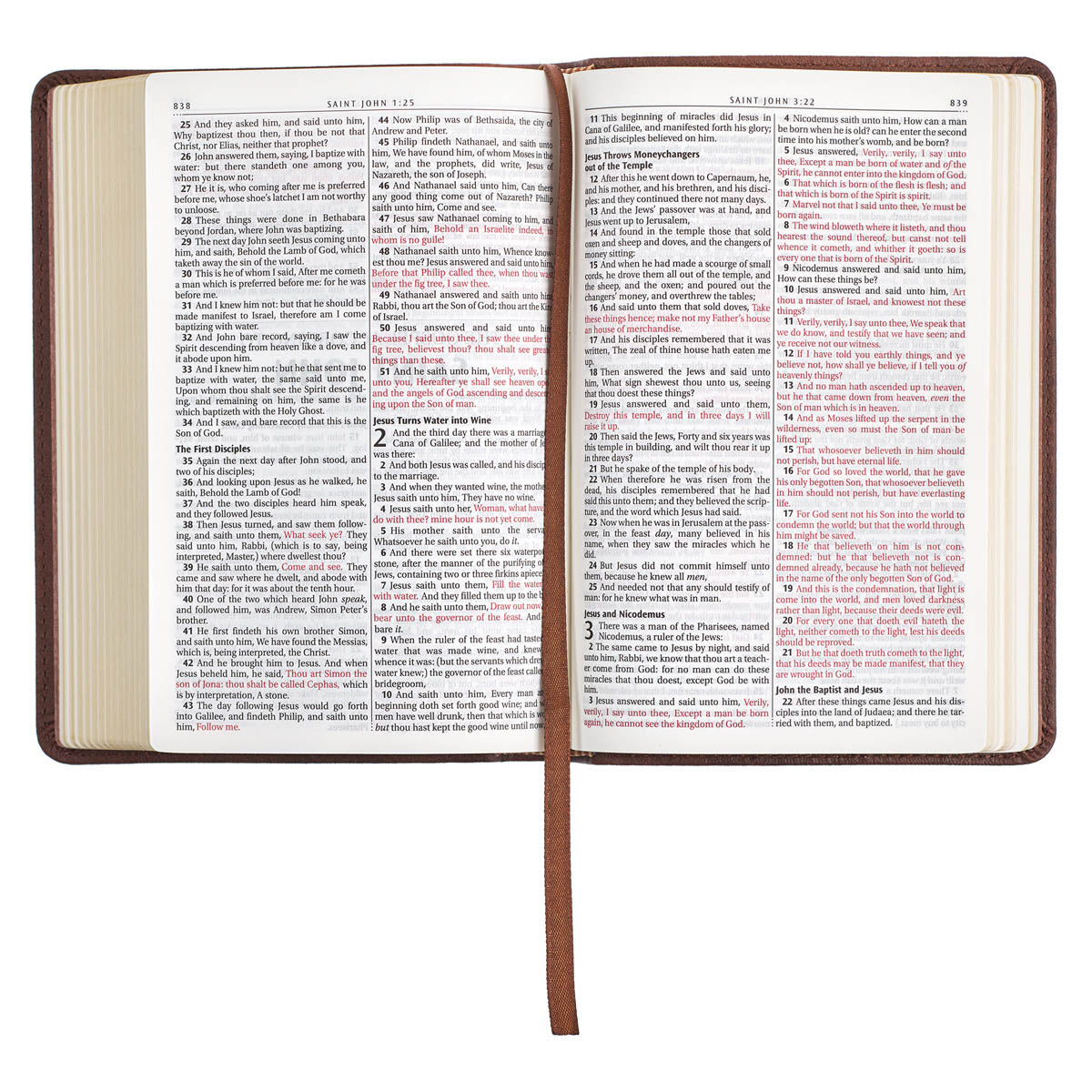 Chestnut Brown Faux Leather Compact King James Version Bible