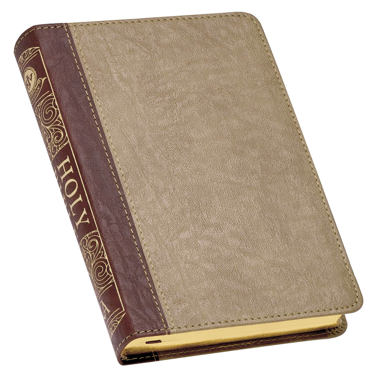 Sand and Brown Faux Leather Compact King James Version Bible