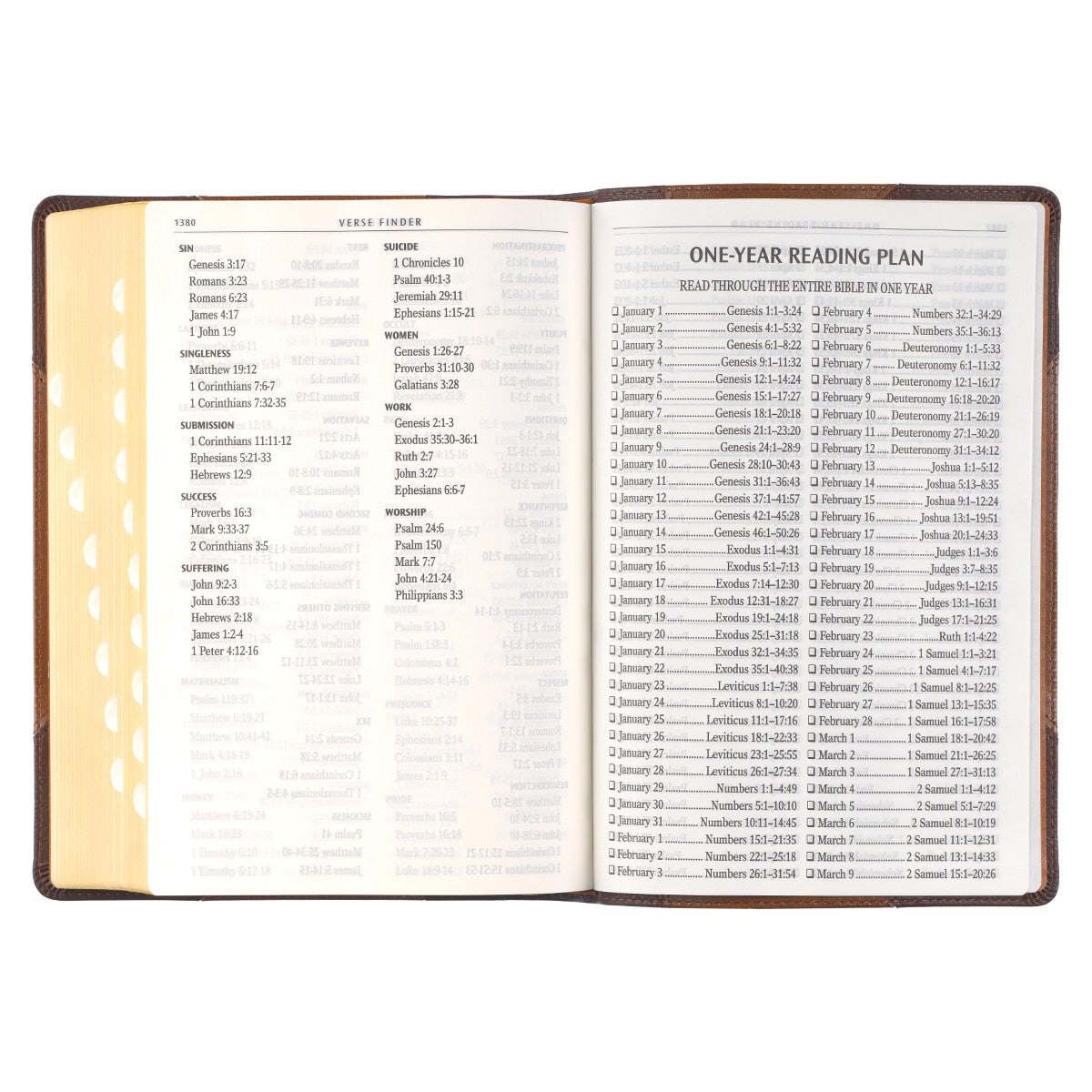 Two-tone Brown Faux Leather Giant Print Full-size King James Version Bible with Thumb Index