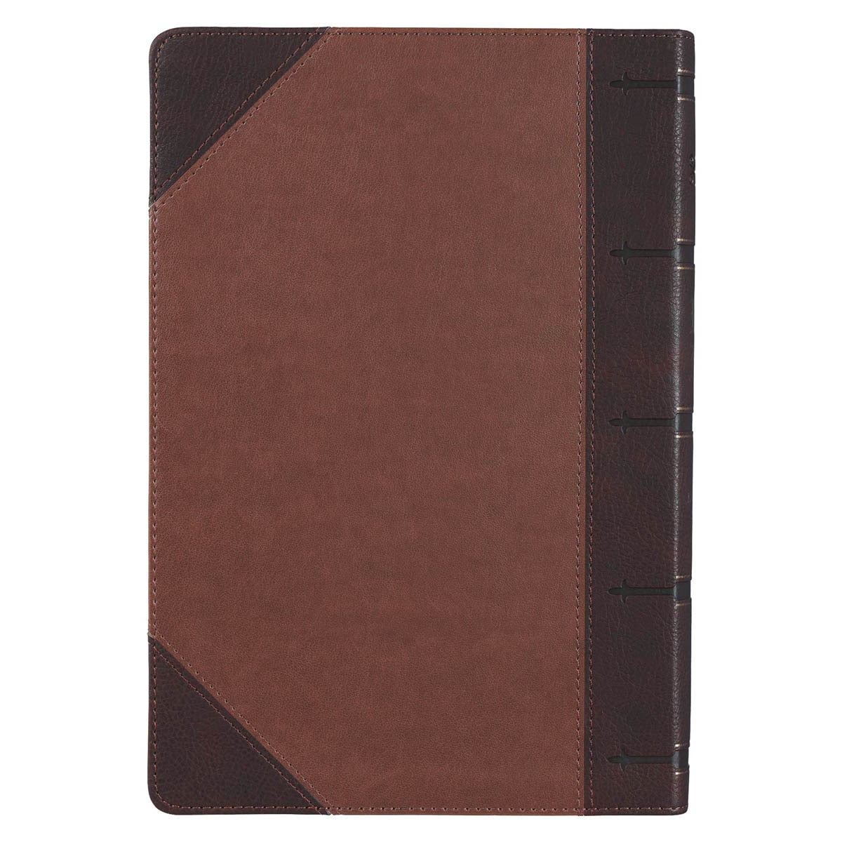 Two-tone Brown Faux Leather Giant Print Full-size King James Version Bible with Thumb Index