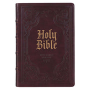 Antiqued Dark Brown Faux Leather Giant Print Full-size King James Version Bible with Thumb Index