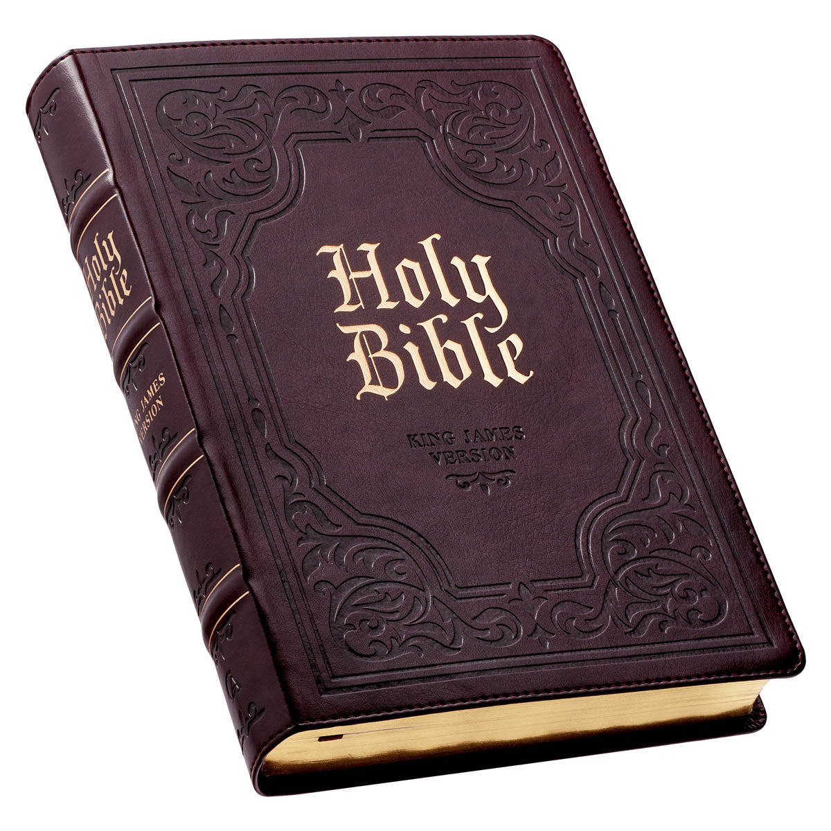 Antiqued Dark Brown Faux Leather Giant Print Full-size King James Version Bible with Thumb Index