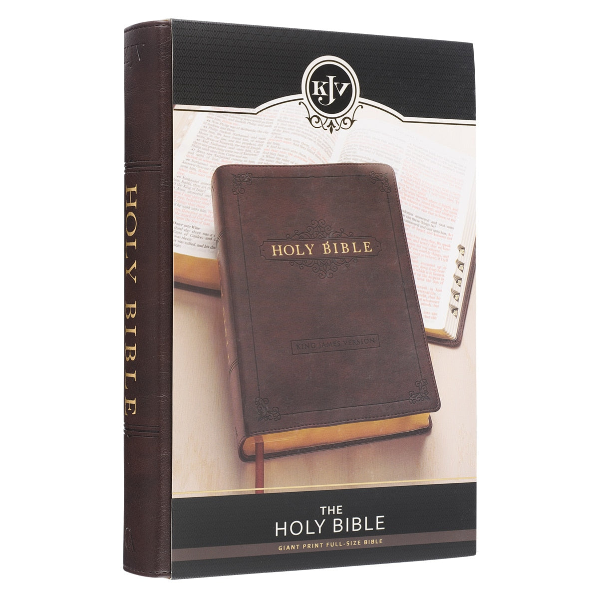 Espresso Brown Faux Leather Giant Print Full-size King James Version Bible with Thumb Index