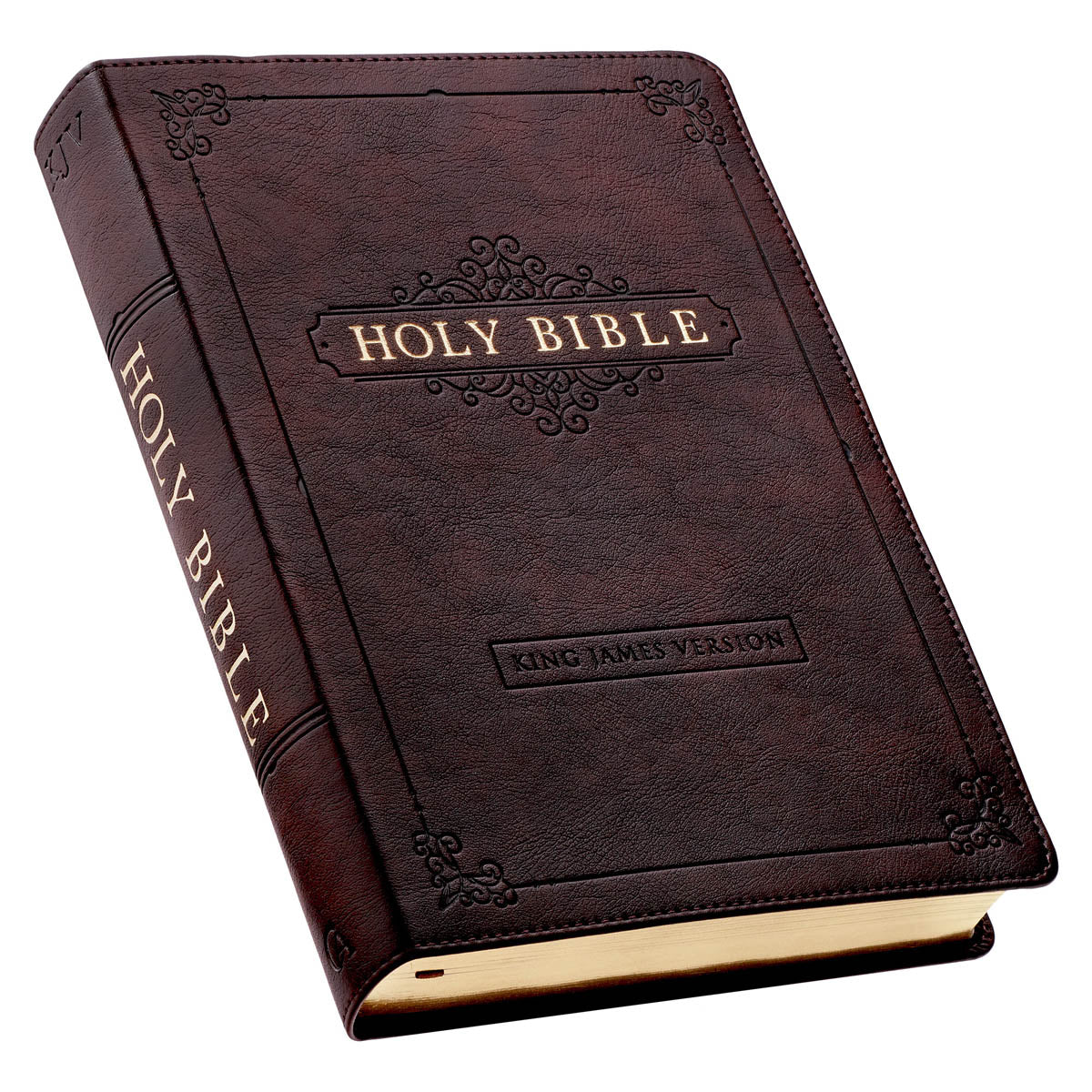 Espresso Brown Faux Leather Giant Print Full-size King James Version Bible with Thumb Index