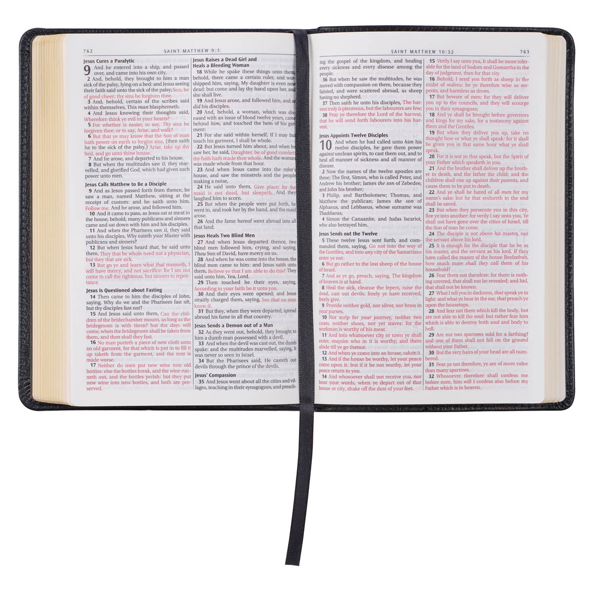 Black Full Grain Leather Compact King James Version Bible