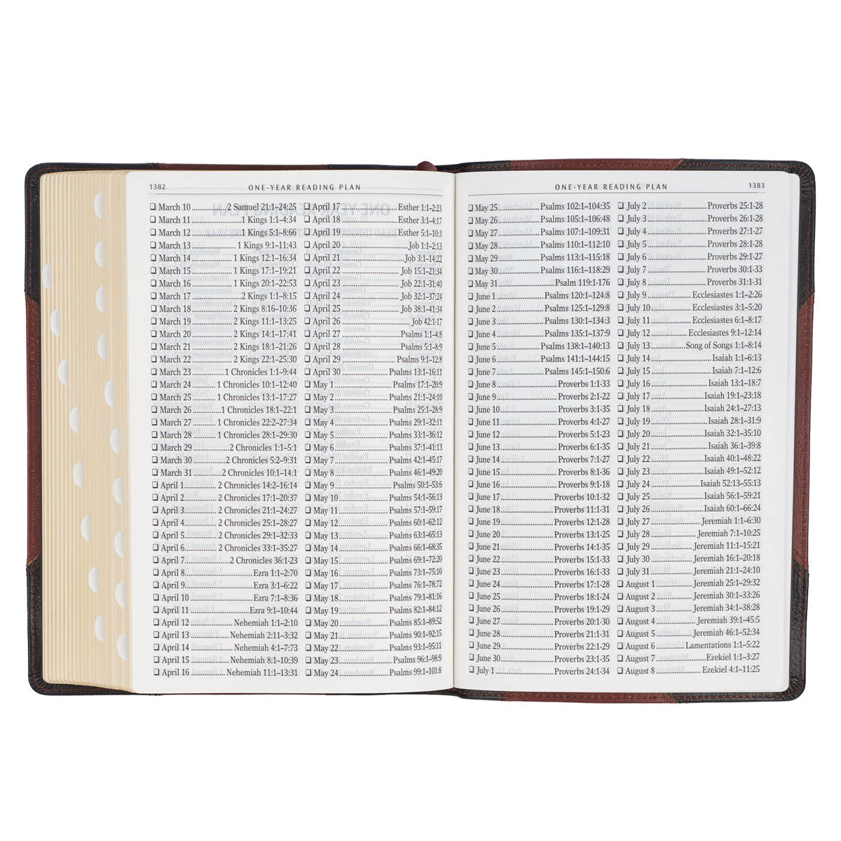 Tawny and Dark Brown Full Grain Leather Giant Print King James Version Bible with Thumb Index