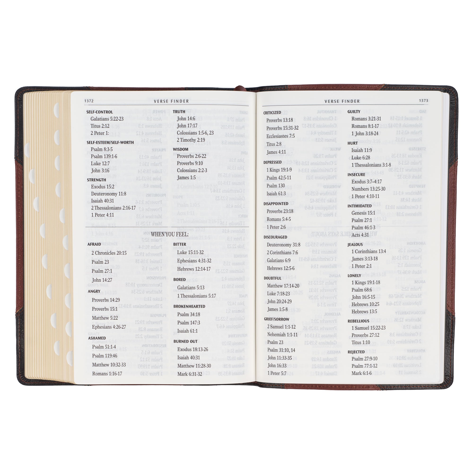 Tawny and Dark Brown Full Grain Leather Giant Print King James Version Bible with Thumb Index