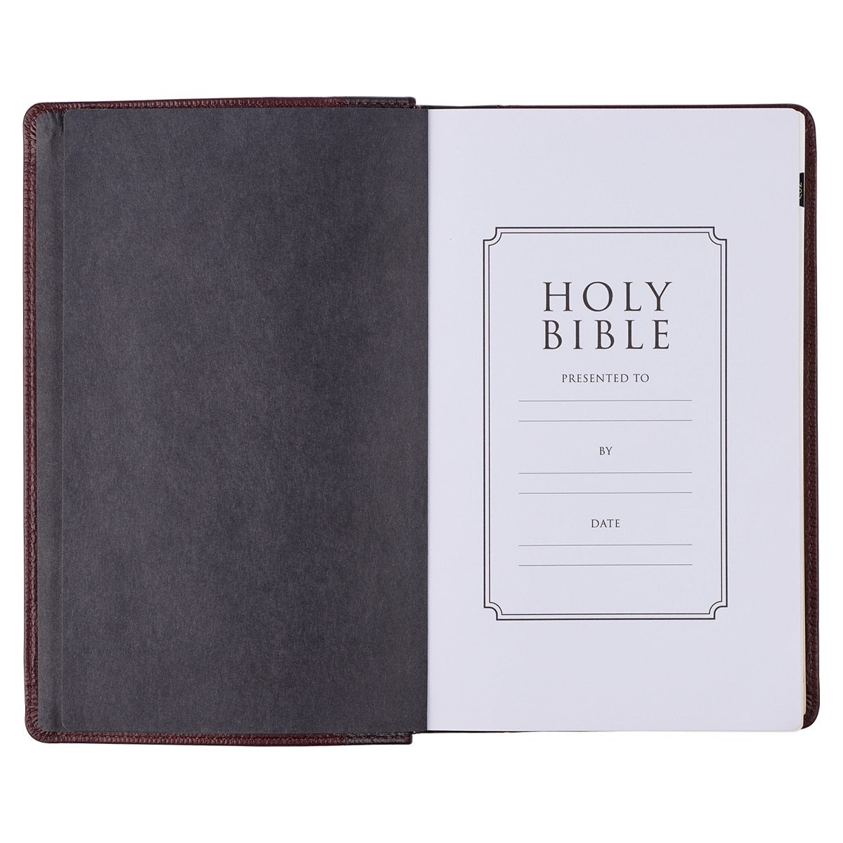 Two-tone Brown Full Grain Leather Giant Print King James Version Bible with Thumb Indexing