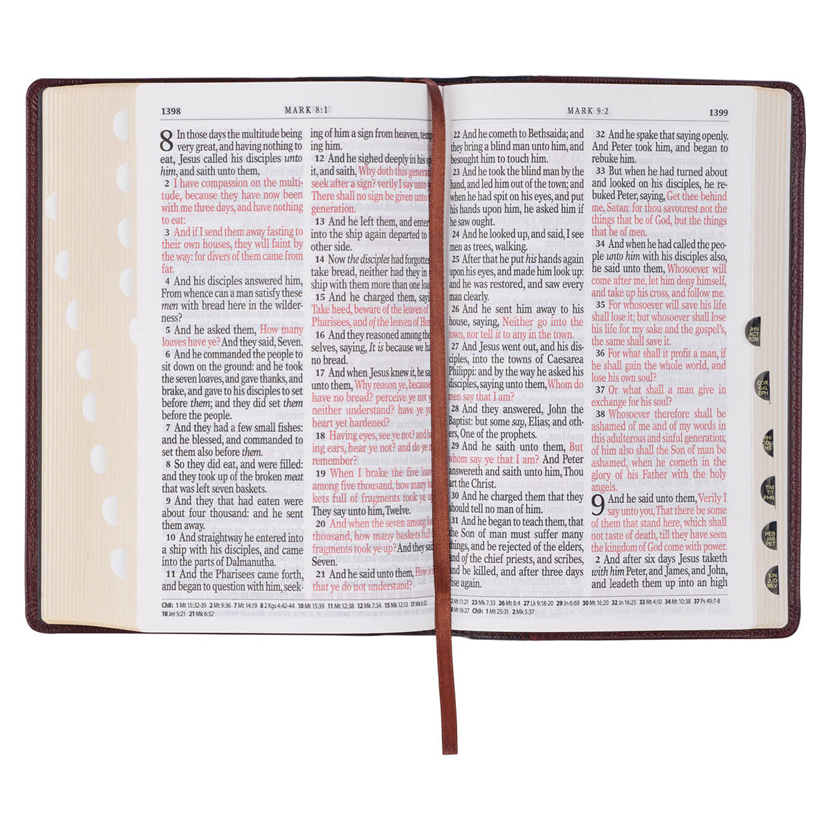 Two-tone Brown Full Grain Leather Giant Print King James Version Bible with Thumb Indexing