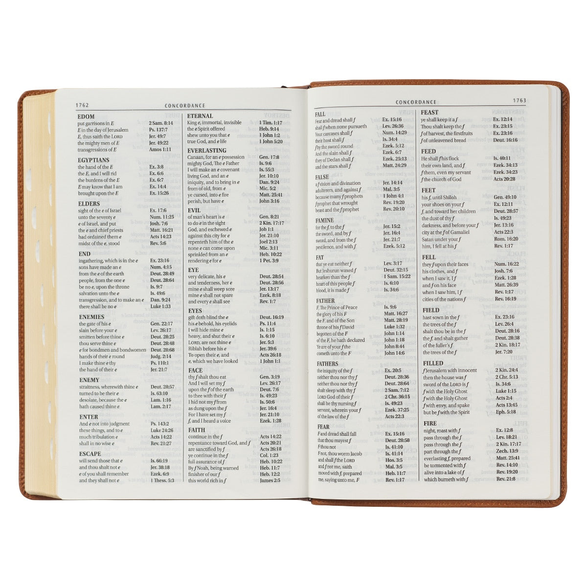 Toffee Brown Full Grain Leather Giant Print King James Version Bible with Thumb Index
