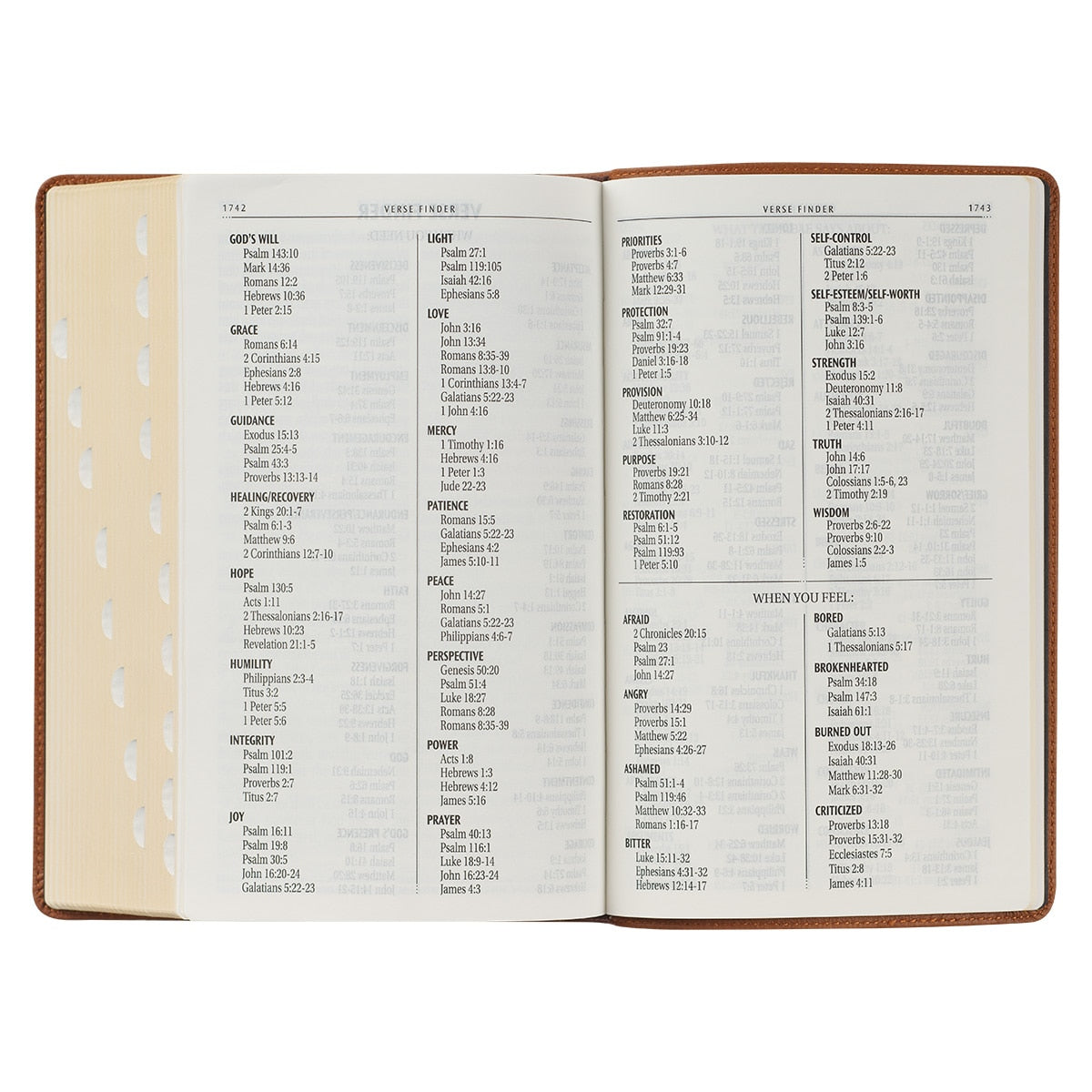 Toffee Brown Full Grain Leather Giant Print King James Version Bible with Thumb Index
