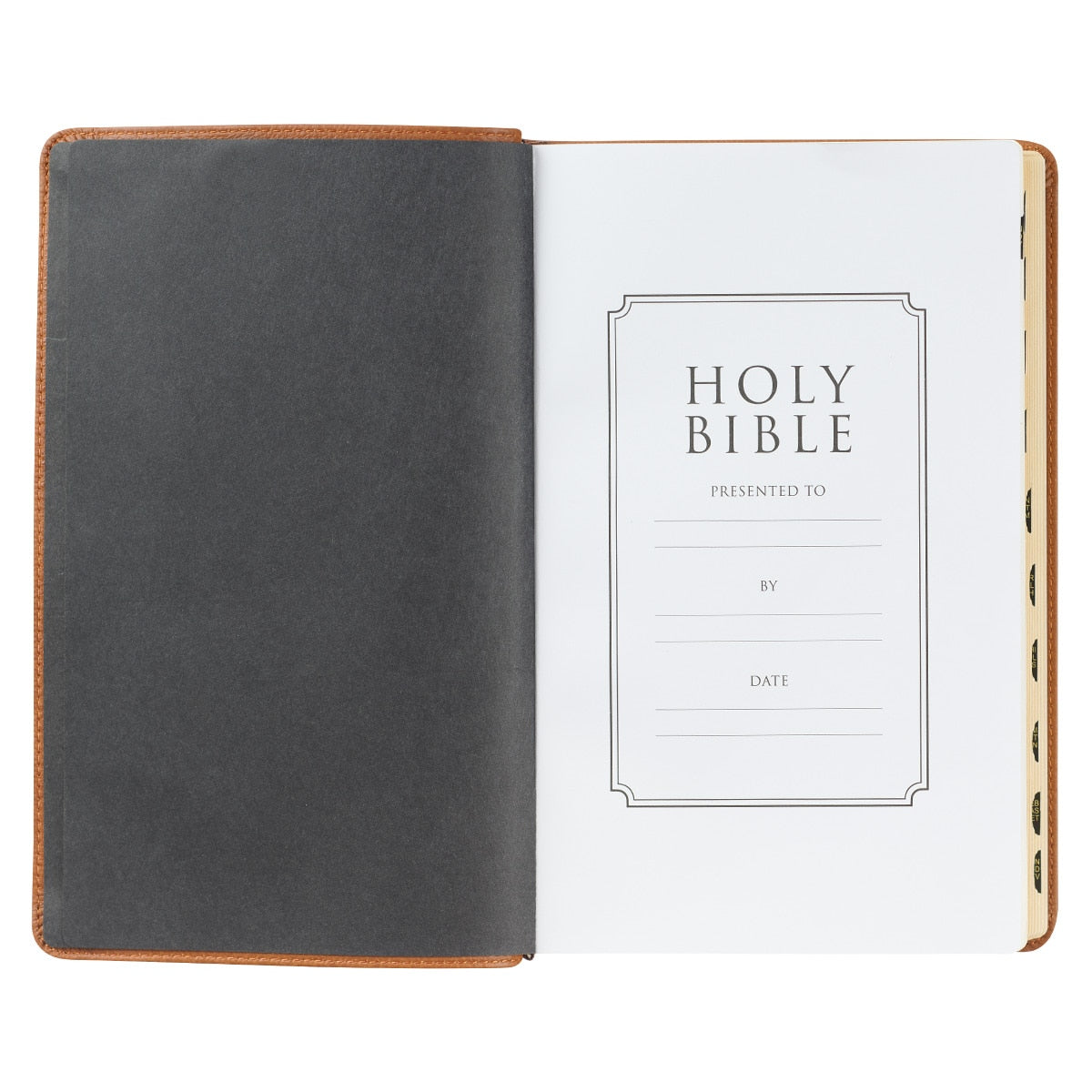 Toffee Brown Full Grain Leather Giant Print King James Version Bible with Thumb Index