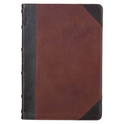 Mahogany and Saddle Tan Full Grain Leather Large Print Thinline KJV Bible with Thumb Index