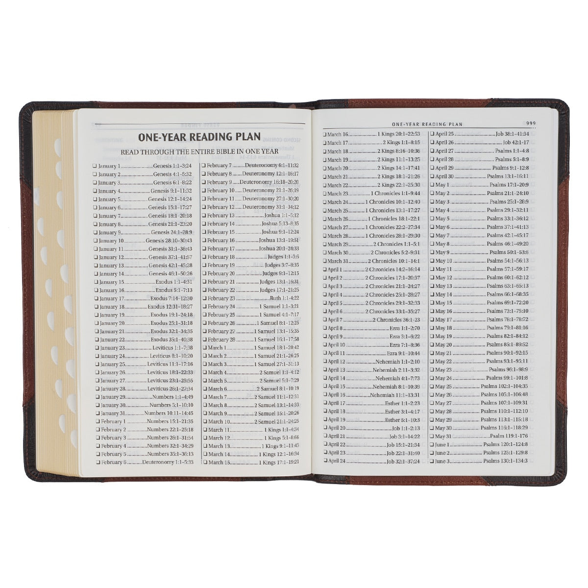 Mahogany and Saddle Tan Full Grain Leather Large Print Thinline KJV Bible with Thumb Index