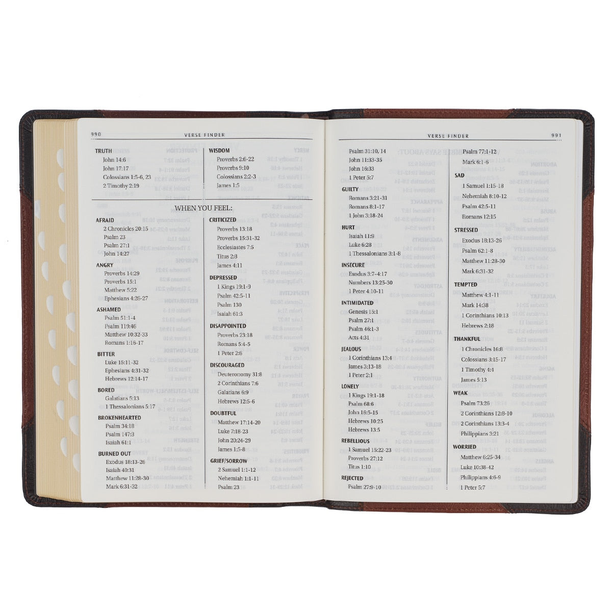 Mahogany and Saddle Tan Full Grain Leather Large Print Thinline KJV Bible with Thumb Index