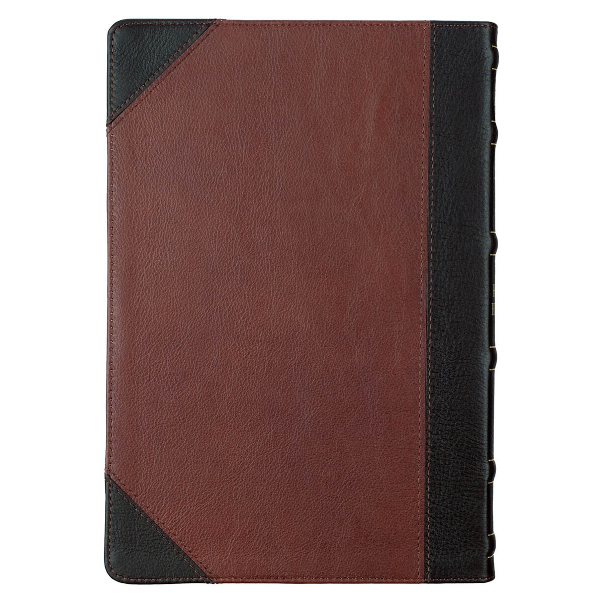 Mahogany and Saddle Tan Full Grain Leather Large Print Thinline KJV Bible with Thumb Index