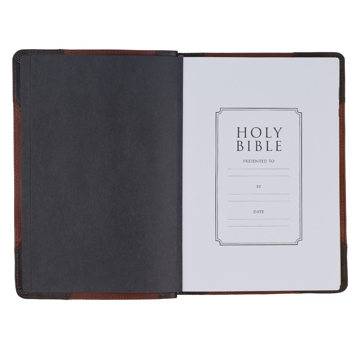 Mahogany and Saddle Tan Full Grain Leather Large Print Thinline KJV Bible with Thumb Index