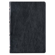 Black Full Grain Leather Large Print Thinline King James Version Bible with Thumb Index