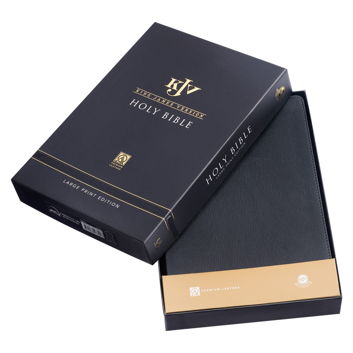 Black Full Grain Leather Large Print Thinline King James Version Bible with Thumb Index