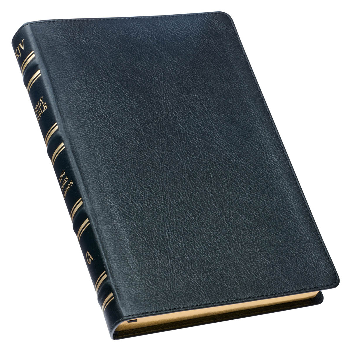 Black Full Grain Leather Large Print Thinline King James Version Bible with Thumb Index