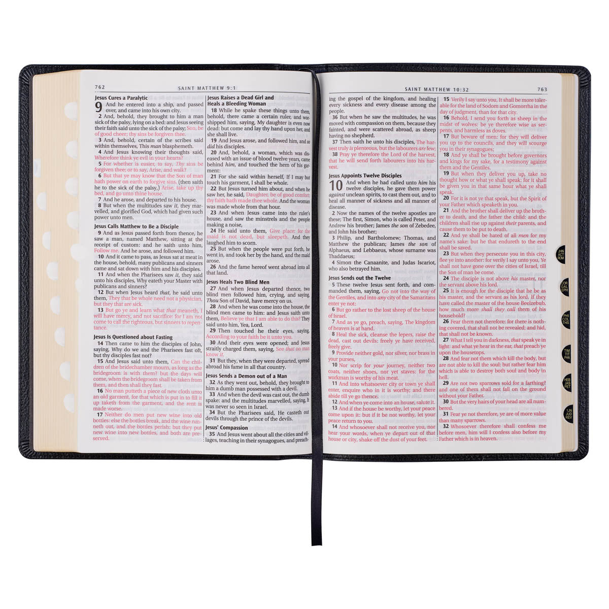Black Full Grain Leather Large Print Thinline King James Version Bible with Thumb Index
