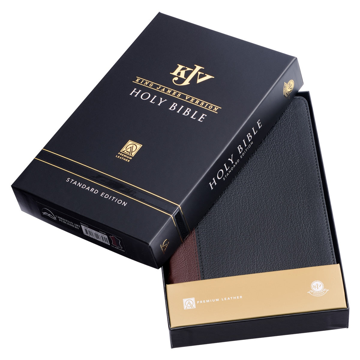 Two-tone Brown and Black Full Grain Leather King James Version Deluxe Gift Bible