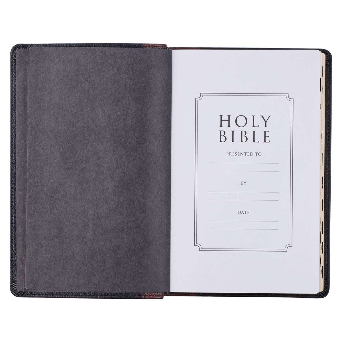 Two-tone Brown and Black Full Grain Leather King James Version Deluxe Gift Bible