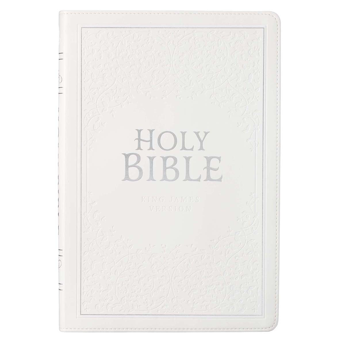White Faux Leather Large Print Thinline King James Version Bible with Thumb Index