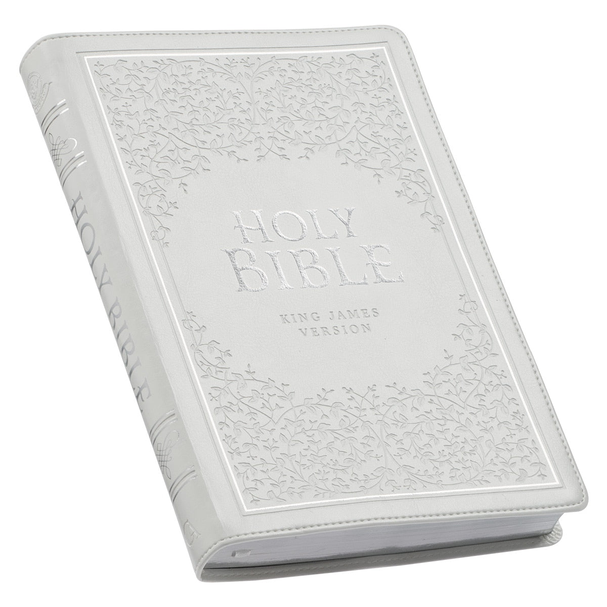 White Faux Leather Large Print Thinline King James Version Bible with Thumb Index