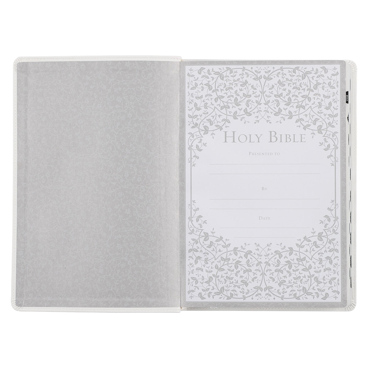White Faux Leather Large Print Thinline King James Version Bible with Thumb Index