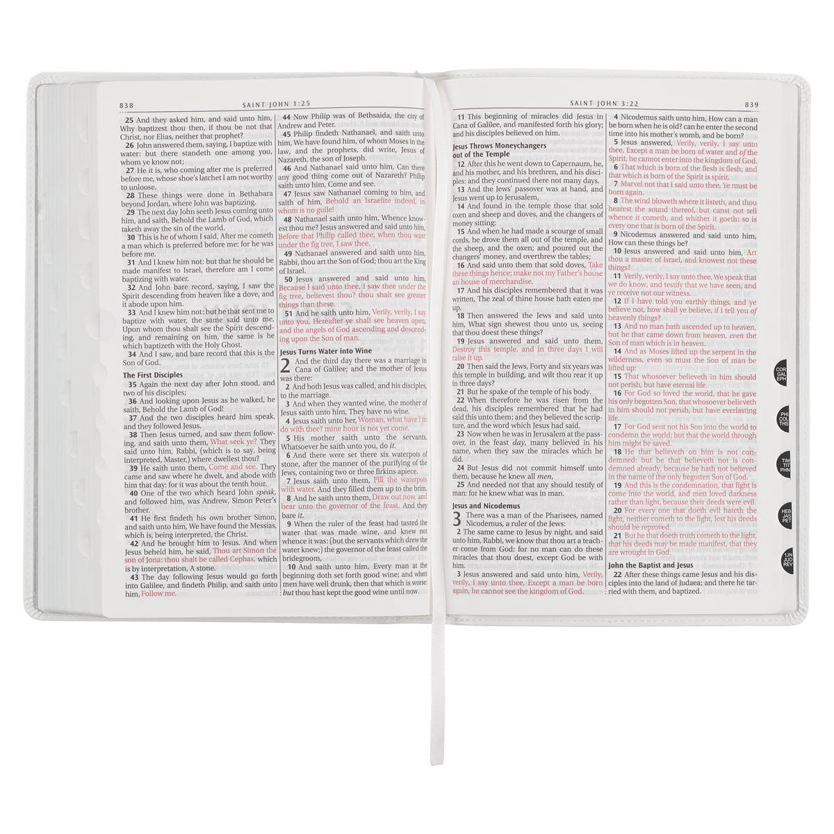 White Faux Leather Large Print Thinline King James Version Bible with Thumb Index