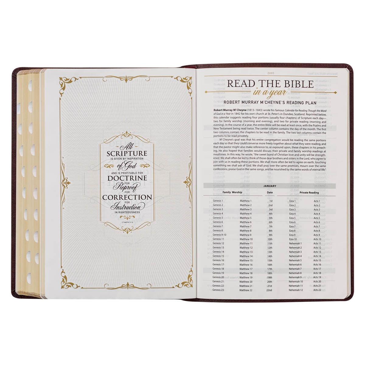 Burgundy Faux Leather Large Print King James Study Bible with Thumb Index