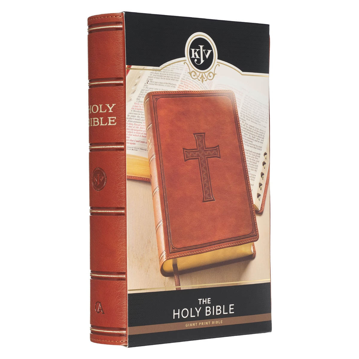 Honey Brown Faux Leather Giant Print Standard-size King James Version Bible with Thumb Index