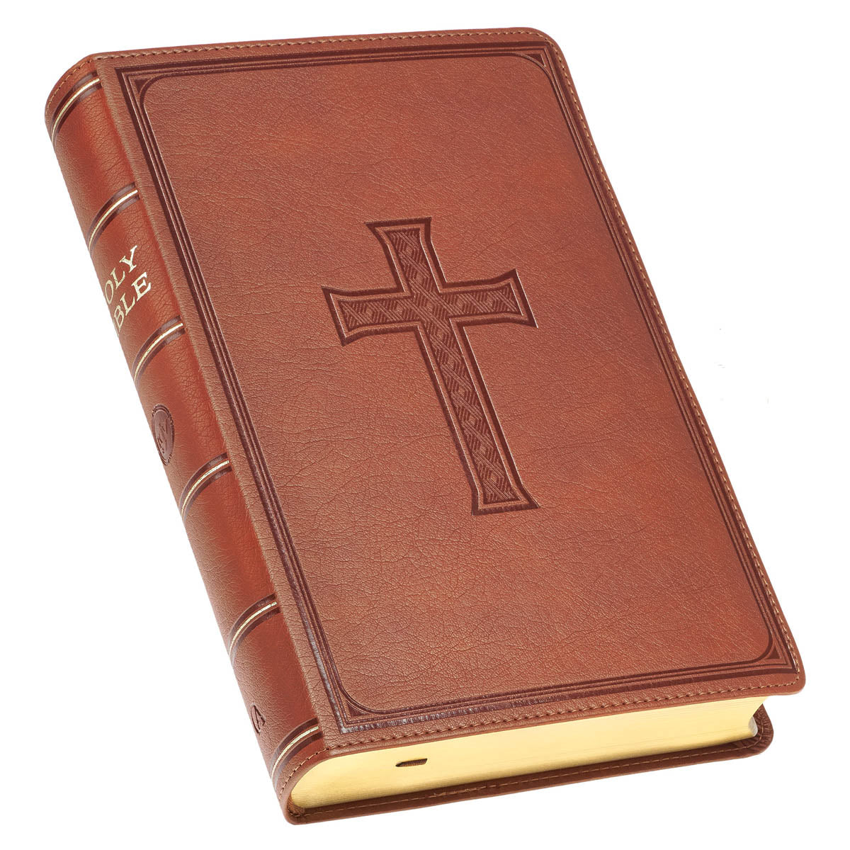 Honey Brown Faux Leather Giant Print Standard-size King James Version Bible with Thumb Index