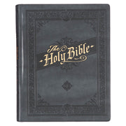 Iron Gray Faux Leather Hardcover Large Print King James Version Note-taking Bible