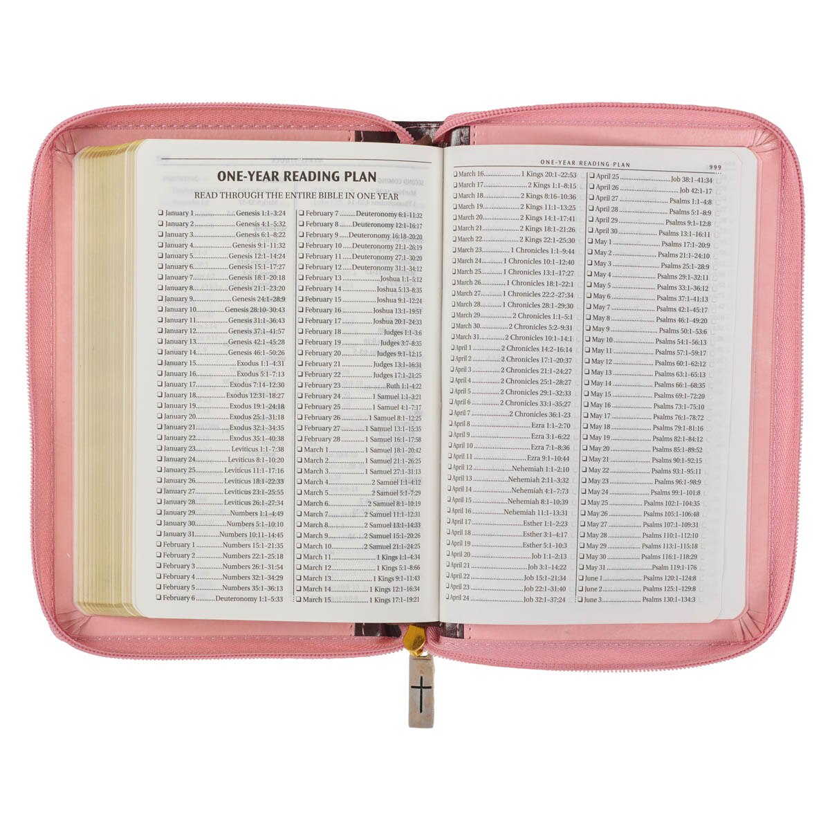 Burgundy and Pink Floral Faux Leather Compact KJV Bible with Zippered Closure