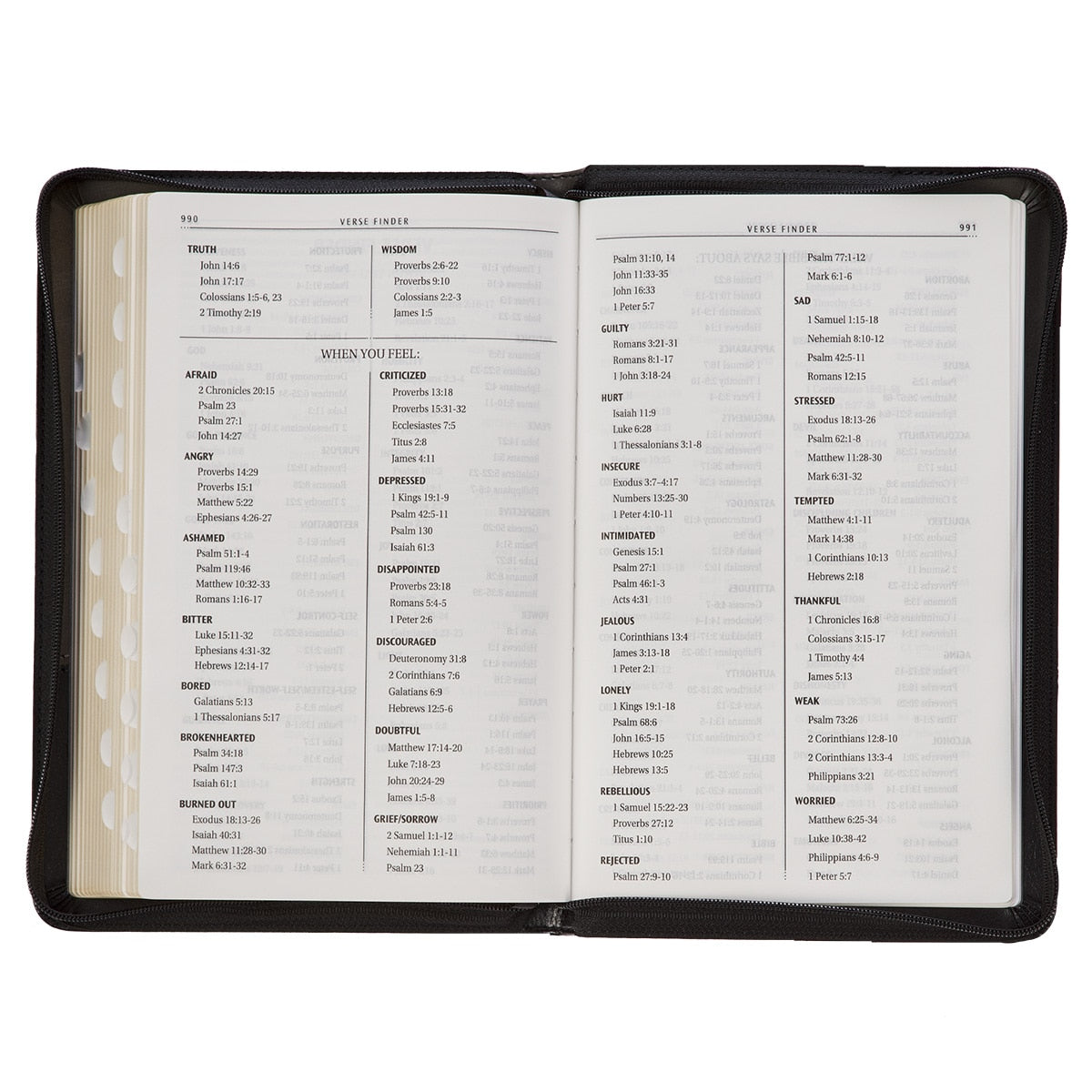 Gray and Black Faux Leather King James Version Deluxe Gift Bible with Thumb Index and Zippered Closure