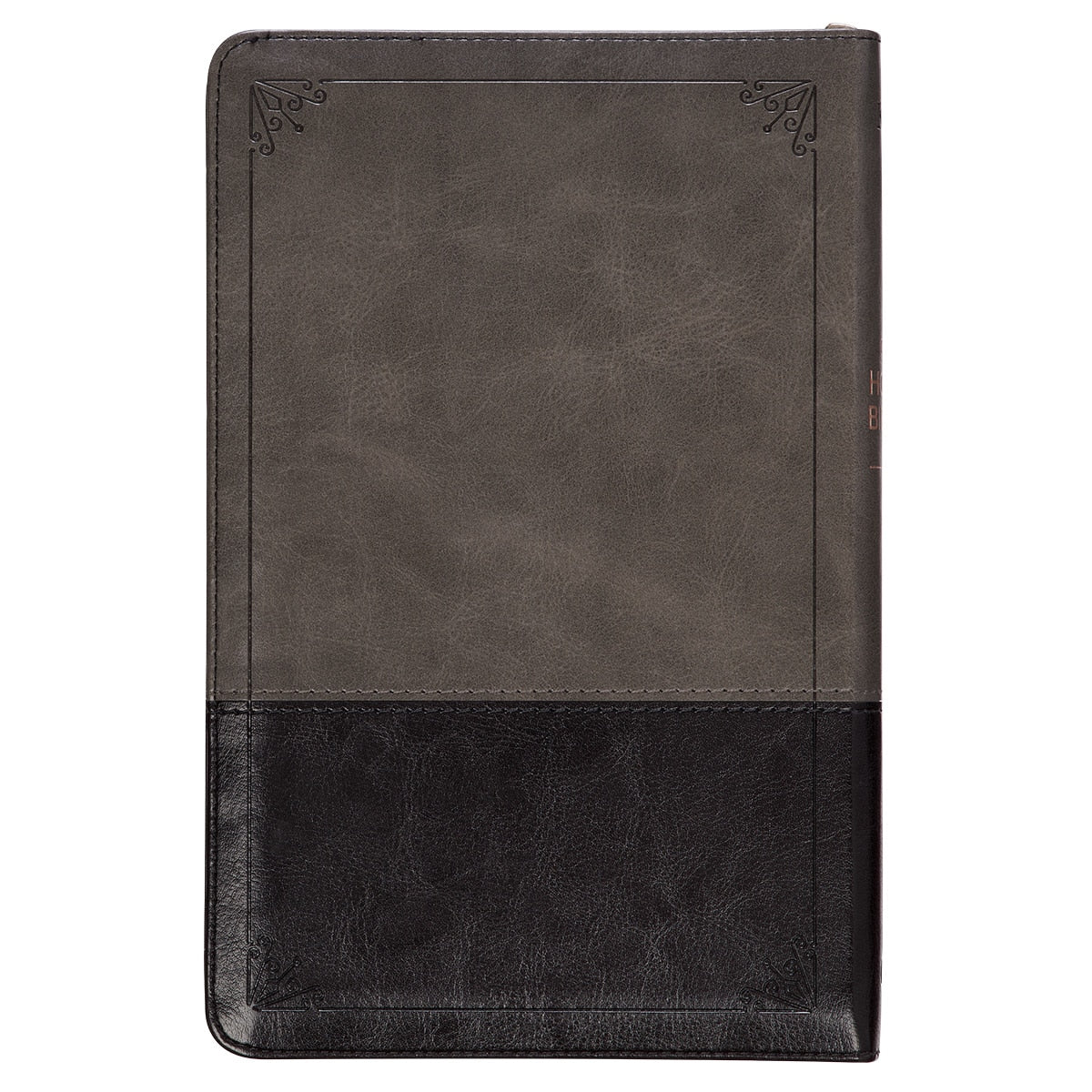 Gray and Black Faux Leather King James Version Deluxe Gift Bible with Thumb Index and Zippered Closure