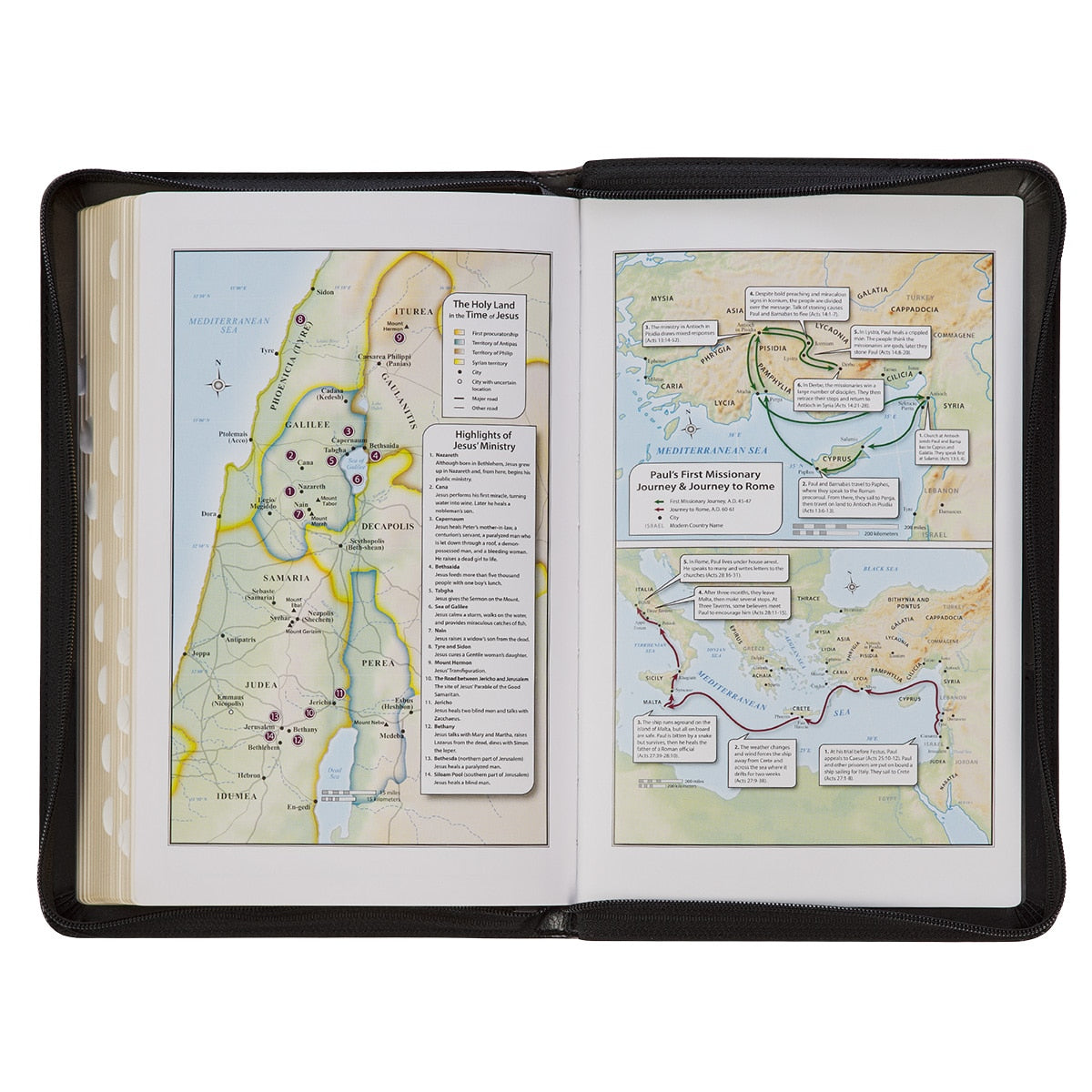 Gray and Black Faux Leather King James Version Deluxe Gift Bible with Thumb Index and Zippered Closure