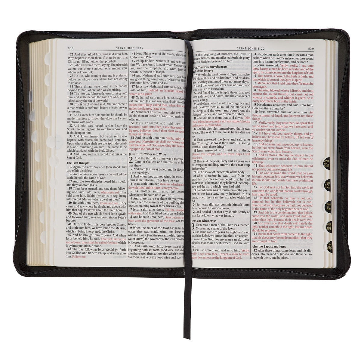 Gray and Black Faux Leather King James Version Deluxe Gift Bible with Thumb Index and Zippered Closure