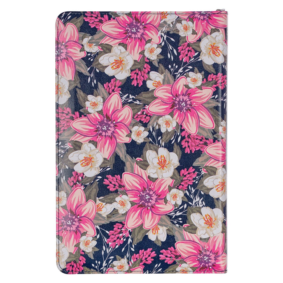 Floral Blue Faux Leather King James Version Deluxe Gift Bible with Thumb Index and Zippered Closure