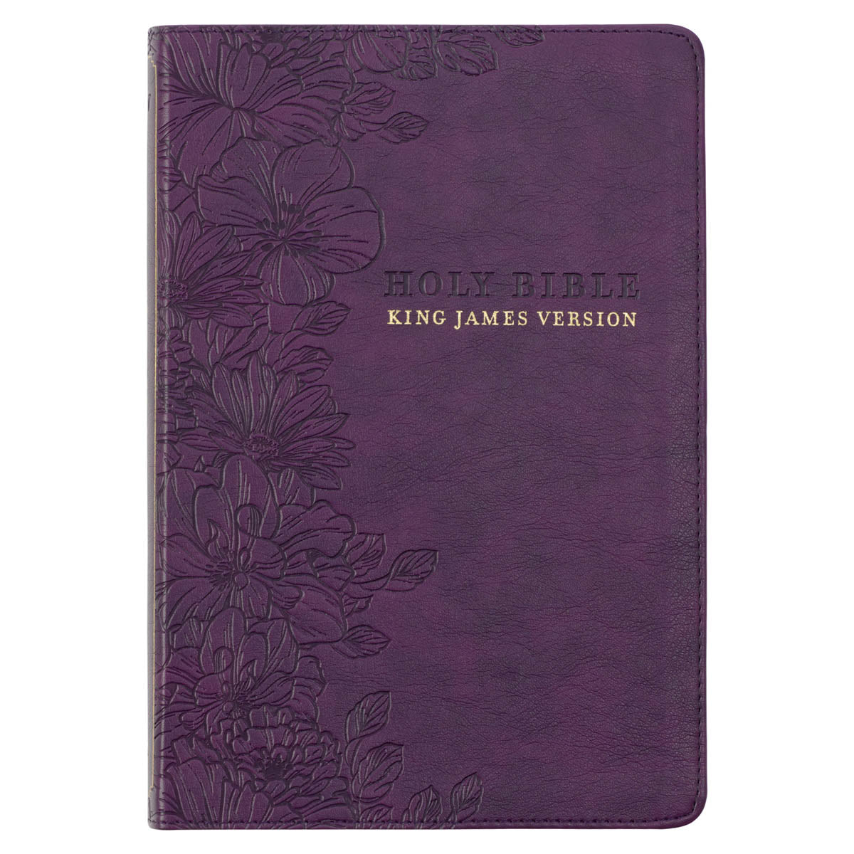 Purple Floral Faux Leather Large Print Thinline King James Version Bible with Thumb Index