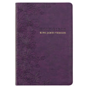 Purple Floral Faux Leather Large Print Thinline King James Version Bible with Thumb Index