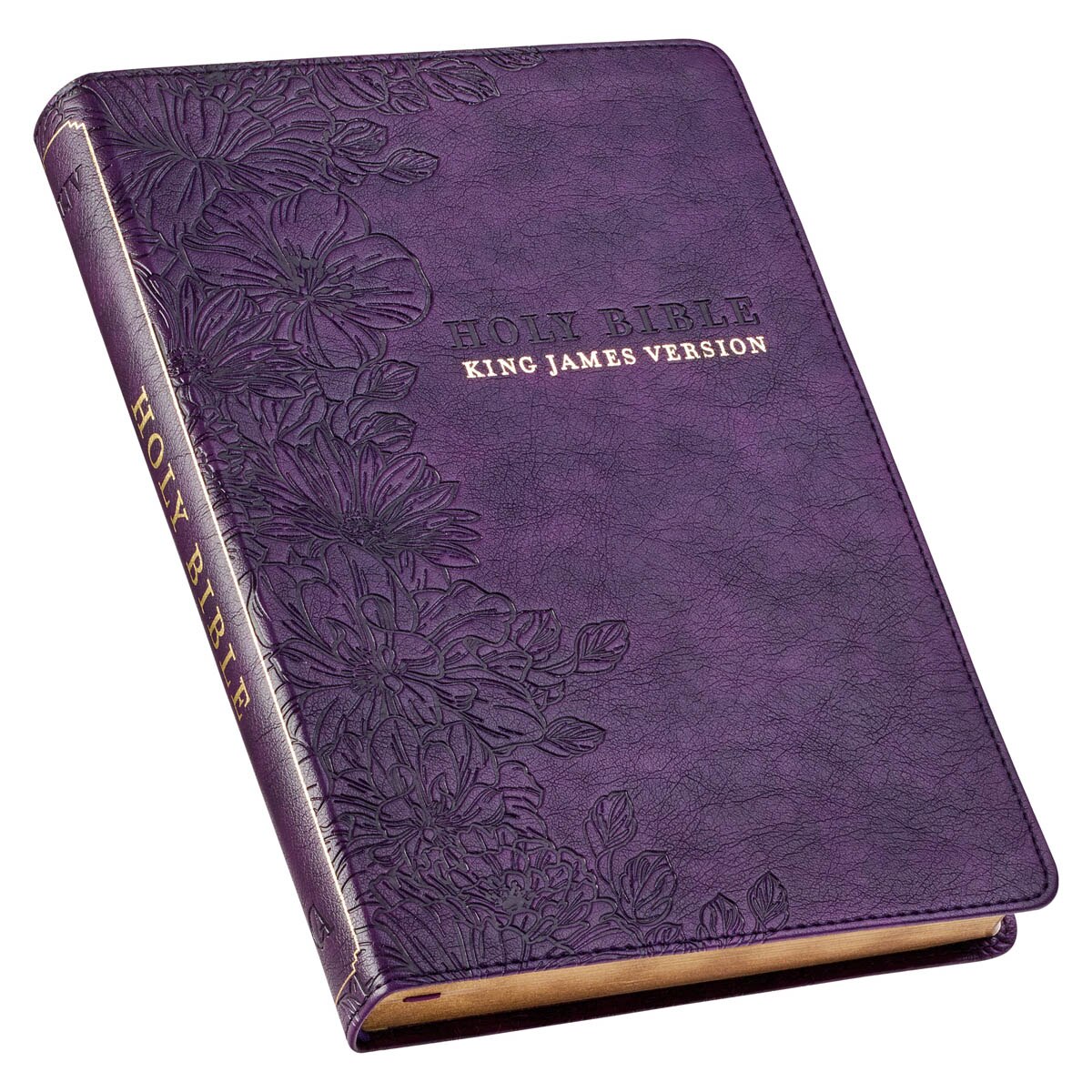 Purple Floral Faux Leather Large Print Thinline King James Version Bible with Thumb Index